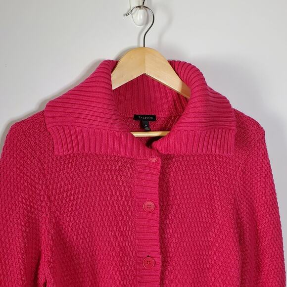 Talbots hot Pink Shawl Neck Cardigan sweater Size Medium - Picture 12 of 14